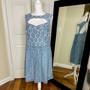 Chambray Lace Overlay Dress